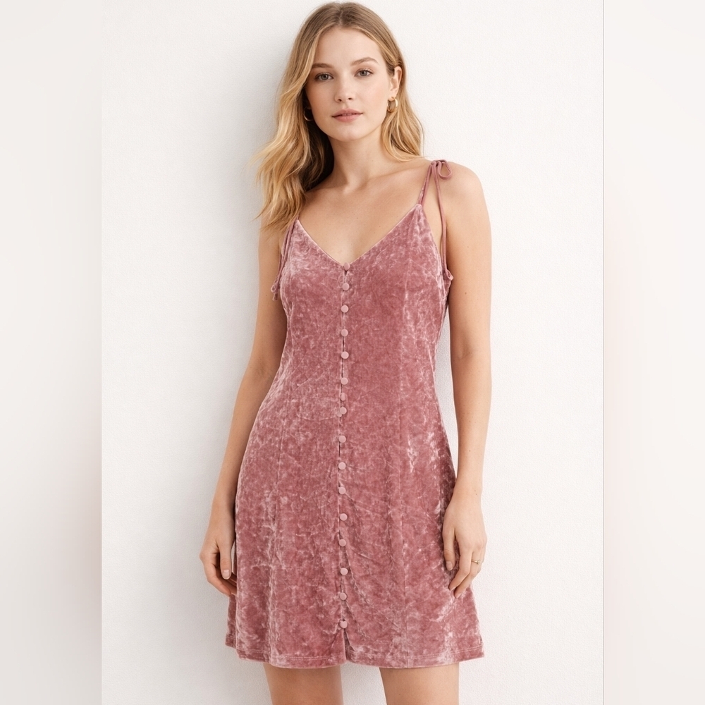 Y2K Topshop Dusty Rose Coquette Style Velvet Button-Down Start Print  Dress Sz 6